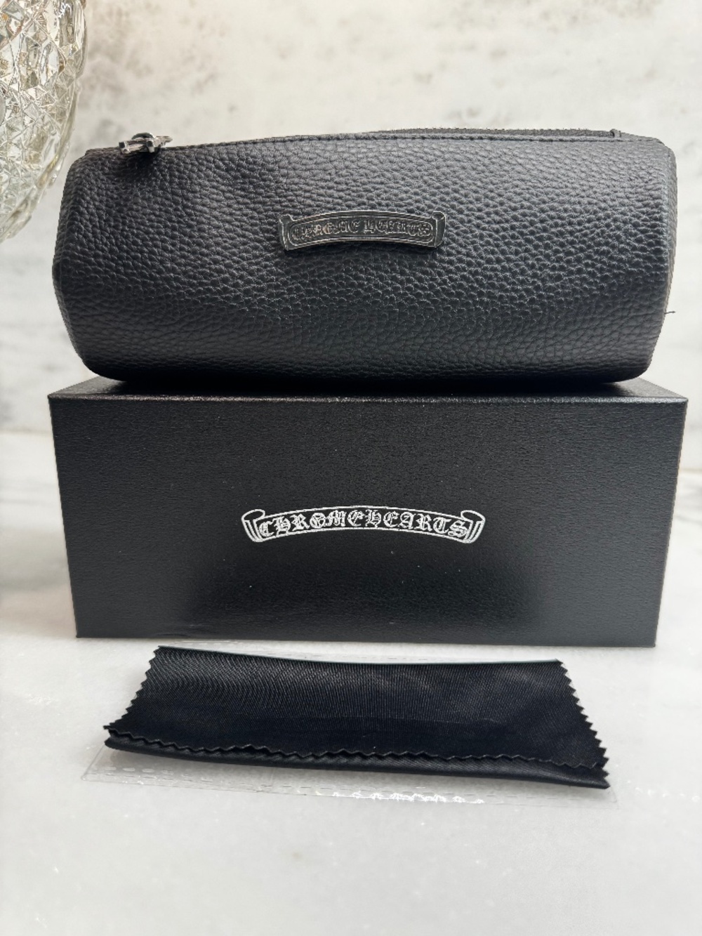 New Chrome Hearts Sunglasses Case with Box and Cleaning Cloth